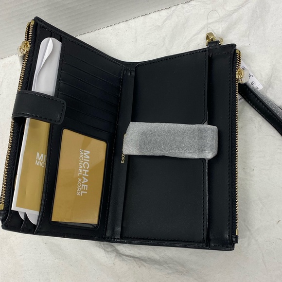 Michael Kors Continental Wristlet Wallet Logo Monogram Neon Striped NWT - Picture 12 of 14